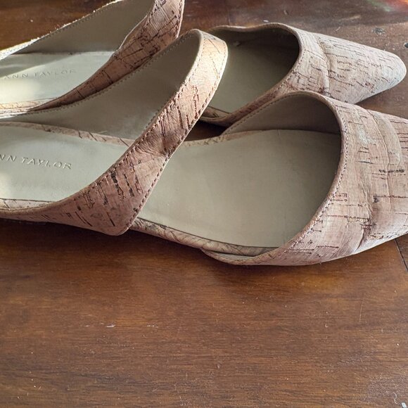 Ann Taylor Cork Elongated Cork Chic Tan Pointed Toe Shoes Flats Size 5 - Picture 3 of 4